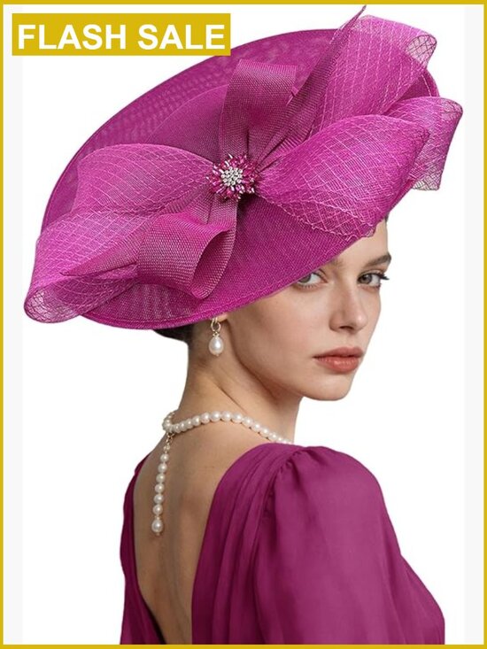Wide Brim Fascinator Hat Tea Party Headband Vintage Church Lady Headwear Derby